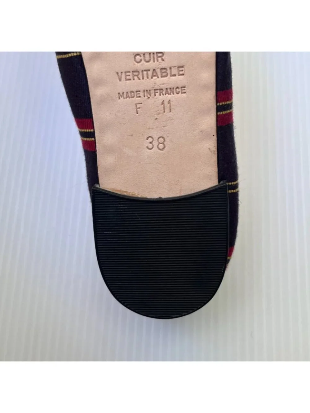 Repetto Cendrillon Striped Cotton Flats in Navy - Size 38 EU/Size 7-7.5 US - Picture 3 of 4